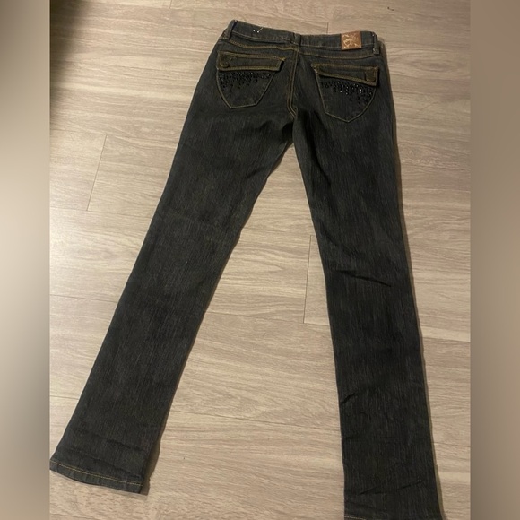 💎 Y2K Southpole Dark Wash Rhinestone Pocket Bootcut Jeans ✨ - Picture 7 of 8